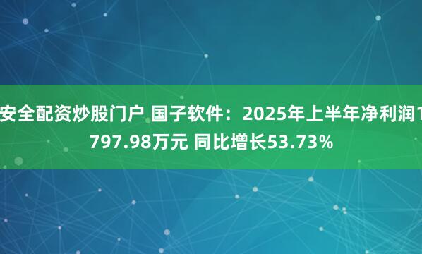 安全配资炒股门户 国子软件：2025年上半年净利润1797.98万元 同比增长53.73%